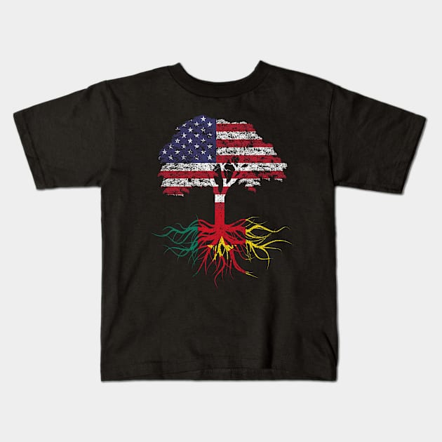 American Grown with Cameroonian Roots USA Flag Kids T-Shirt by Calenda